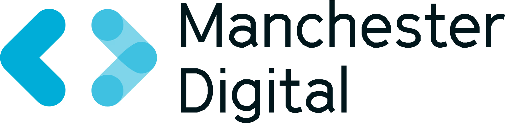 Manchester Digital logo with blue angle brackets and black text.